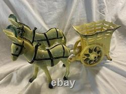 Vintage Frank Engle Studio Pottery Porcelain PAIR Donkey & Cart