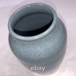 Vintage Freiwald Art Studio Pottery Vase Blue Hues Drip Glazed Signed. 7 X 4