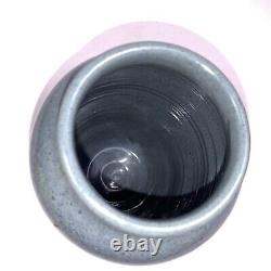 Vintage Freiwald Art Studio Pottery Vase Blue Hues Drip Glazed Signed. 7 X 4