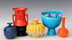 Vintage French Deco Studio Art Pottery Chrome Crystalline Orange Drip Glaze Vase
