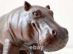 Vintage French Studio Pottery Hippo Sculpture