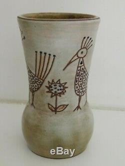 Vintage French Studio pottery vase by Sculptor & Ceramist Olivier Pettit 1960's