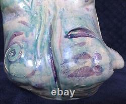 Vintage Funky Abstract Sculptural Faces Studio Art Pottery Vase
