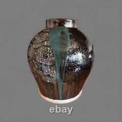 Vintage Gallo de Oro GTO Mex 11 Multi-glazed Urn/vase studio pottery