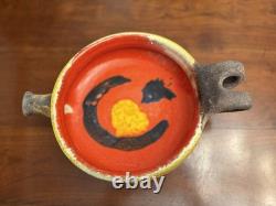 Vintage Gli Etruschi Italian Pottery Bowl Mid Century Modern Orange Yellow MCM