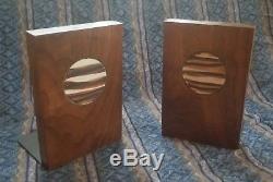 Vintage Gordon Jane Martz Pottery Marshall Studios Medallion Walnut Bookends MCM