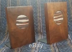 Vintage Gordon Jane Martz Pottery Marshall Studios Medallion Walnut Bookends MCM