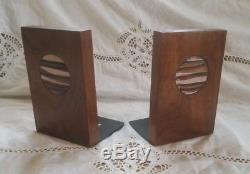 Vintage Gordon Jane Martz Pottery Marshall Studios Medallion Walnut Bookends MCM