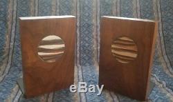 Vintage Gordon Jane Martz Pottery Marshall Studios Medallion Walnut Bookends MCM