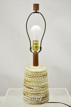 Vintage Gordon Martz for Marshall Studios Small Ceramic Pottery Teak Table Lamp