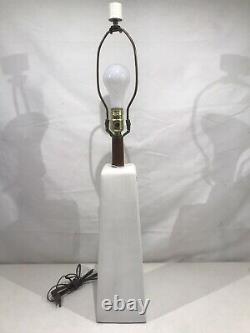 Vintage Gordon Martz for Marshall Studios Tall Ceramic Pottery Walnut Table Lamp
