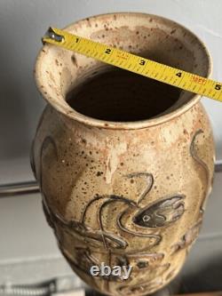 Vintage Gus & Leola Gikas Studio Pottery Fish Stoneware Vase