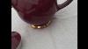 Vintage Hall Pottery 6 Cup Teapot Red With Gold 0219 Made In USA Used