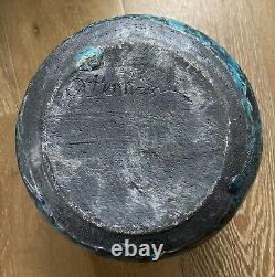 Vintage Hand Crafted Artist Signed Pottery Vase, 8.5 tall x 10 diameter