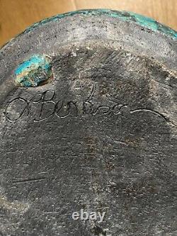 Vintage Hand Crafted Artist Signed Pottery Vase, 8.5 tall x 10 diameter