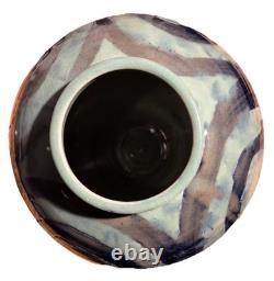 Vintage Hand Made Large Ceramic Pottery Vase Circle Design