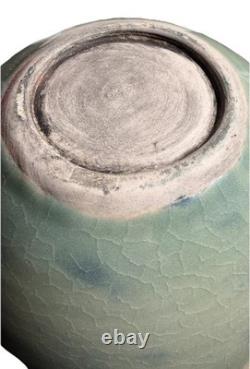 Vintage Hand Made Large Ceramic Pottery Vase Circle Design