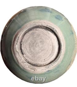 Vintage Hand Made Large Ceramic Pottery Vase Circle Design