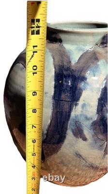 Vintage Hand Made Large Ceramic Pottery Vase Circle Design
