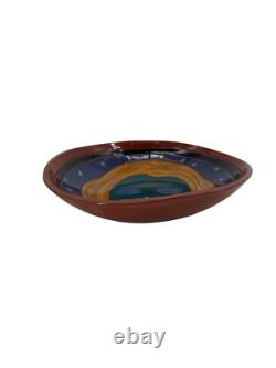 Vintage Hand-Painted Decorative Pottery Bowl, signed, 12