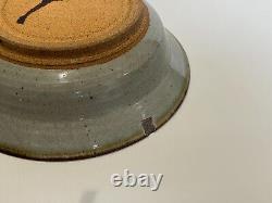 Vintage Hand Thrown Studio Art Pottery Bowl in Drip Glaze Brown & Blue, Signed