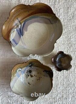 Vintage Hand Thrown Studio Pottery Nesting Bowls, Signed Set Of 3 in Earth Tones