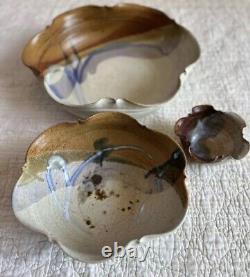 Vintage Hand Thrown Studio Pottery Nesting Bowls, Signed Set Of 3 in Earth Tones