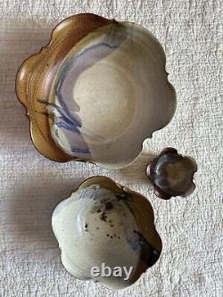 Vintage Hand Thrown Studio Pottery Nesting Bowls, Signed Set Of 3 in Earth Tones