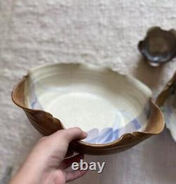 Vintage Hand Thrown Studio Pottery Nesting Bowls, Signed Set Of 3 in Earth Tones
