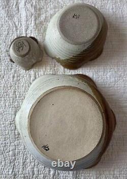 Vintage Hand Thrown Studio Pottery Nesting Bowls, Signed Set Of 3 in Earth Tones