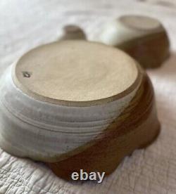Vintage Hand Thrown Studio Pottery Nesting Bowls, Signed Set Of 3 in Earth Tones