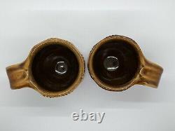 Vintage Handmade Art Studio Pottery Brown Coffee Cups Mugs Signed by Christy