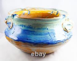 Vintage Handmade Studio Art Earthenware Glazed Stoneware Pottery Bowl Vase Heavy