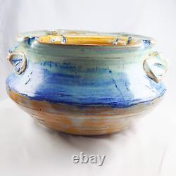 Vintage Handmade Studio Art Earthenware Glazed Stoneware Pottery Bowl Vase Heavy