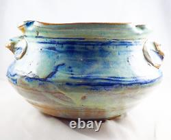 Vintage Handmade Studio Art Earthenware Glazed Stoneware Pottery Bowl Vase Heavy