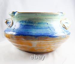 Vintage Handmade Studio Art Earthenware Glazed Stoneware Pottery Bowl Vase Heavy