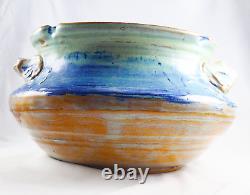 Vintage Handmade Studio Art Earthenware Glazed Stoneware Pottery Bowl Vase Heavy