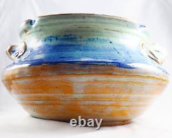 Vintage Handmade Studio Art Earthenware Glazed Stoneware Pottery Bowl Vase Heavy