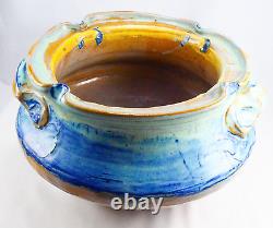 Vintage Handmade Studio Art Earthenware Glazed Stoneware Pottery Bowl Vase Heavy