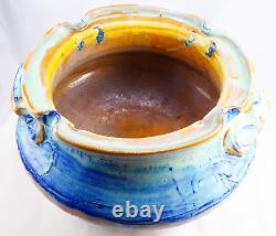 Vintage Handmade Studio Art Earthenware Glazed Stoneware Pottery Bowl Vase Heavy