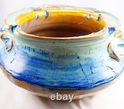 Vintage Handmade Studio Art Earthenware Glazed Stoneware Pottery Bowl Vase Heavy