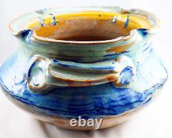 Vintage Handmade Studio Art Earthenware Glazed Stoneware Pottery Bowl Vase Heavy