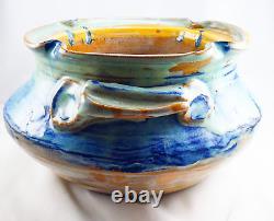Vintage Handmade Studio Art Earthenware Glazed Stoneware Pottery Bowl Vase Heavy