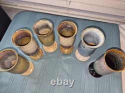 Vintage Handmade Studio Pottery Goblets 6 Piece Assorted Sizes Earth Tone