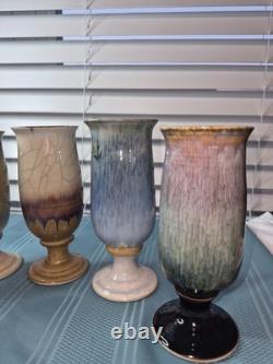 Vintage Handmade Studio Pottery Goblets 6 Piece Assorted Sizes Earth Tone
