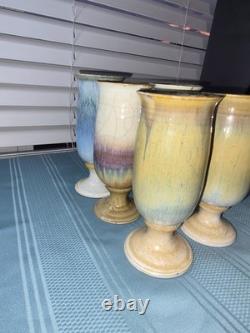 Vintage Handmade Studio Pottery Goblets 6 Piece Assorted Sizes Earth Tone Vintage Handmade Studio Pottery Goblets 6 Piece Assorted Sizes Earth Tone