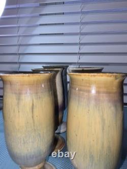 Vintage Handmade Studio Pottery Goblets 6 Piece Assorted Sizes Earth Tone