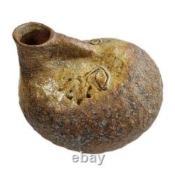 Vintage Handmade Studio Pottery Vase Organic Textured Ceramic Sculpture Signed