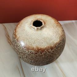 Vintage Handmade Studio Pottery Vase Organic Textured Glaze, Earthy Tones 6