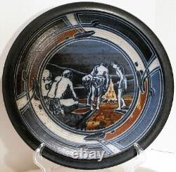 Vintage Handmade Studio Pottery Wall Hanging Charger Plate Jim Stewart SLC, Utah